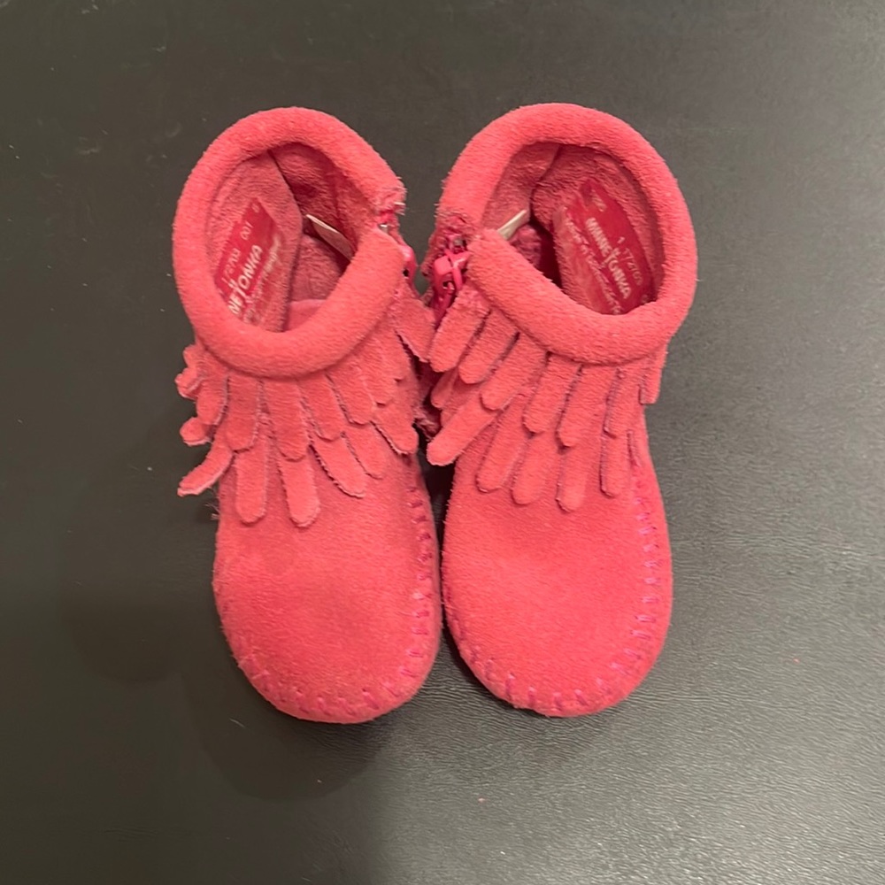 COPY - Adorable pink boots with fringe.